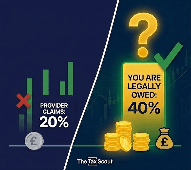 Provider claims 20% vs legally owed 40%