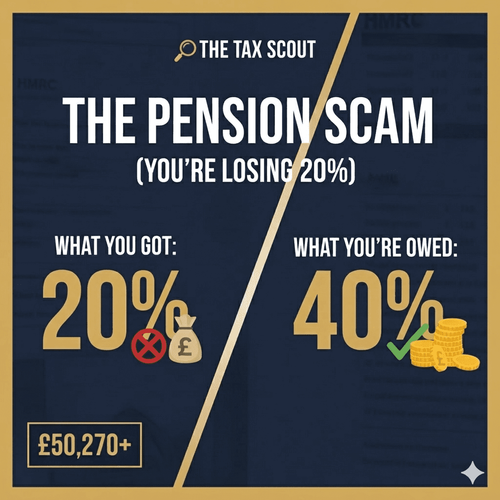 Pension scam infographic showing 20% vs 40%